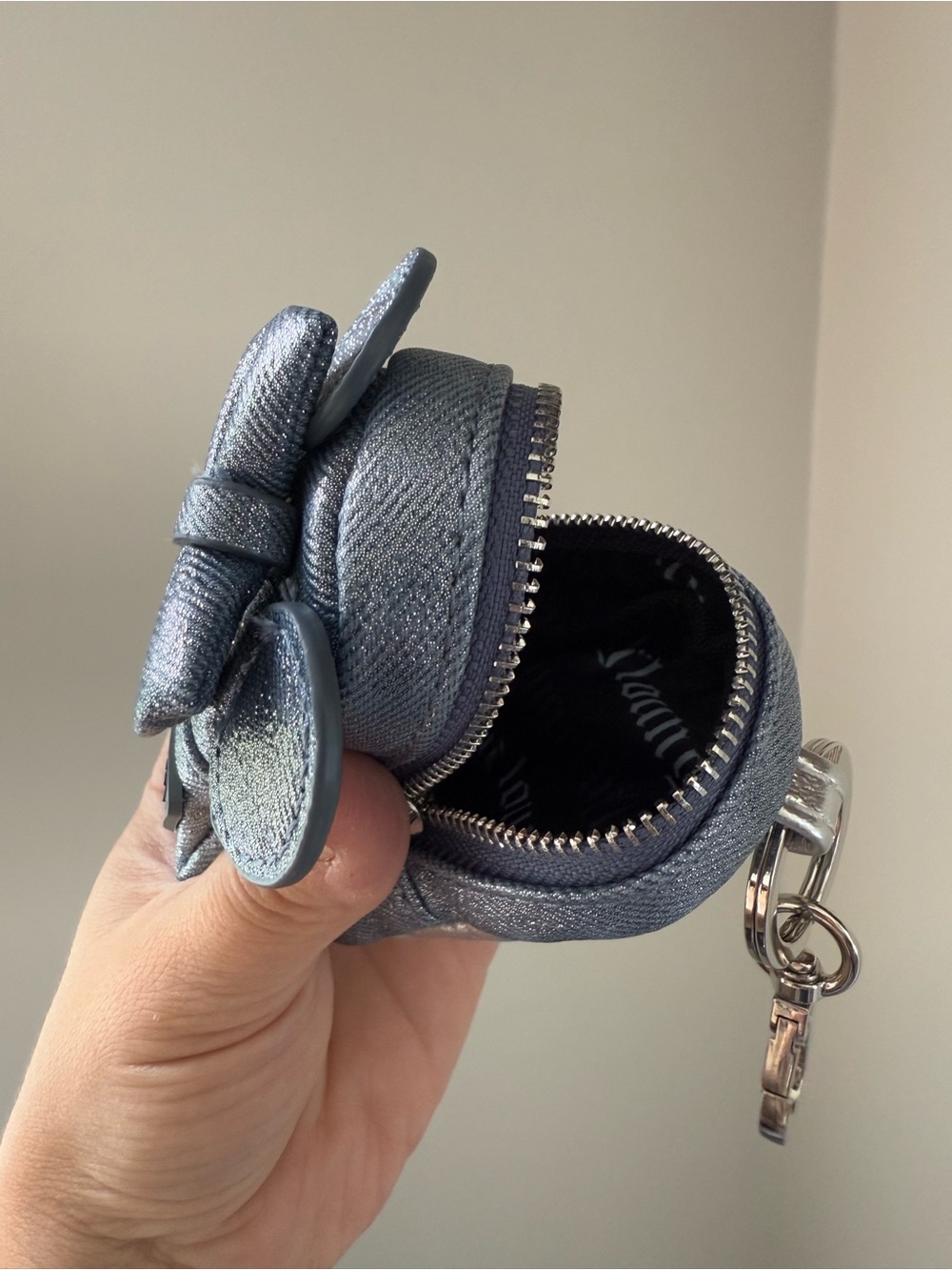 Loungefly Disney Metallic Denim Minnie Ear Mini Backpack Bag Charm - Picture 4 of 6